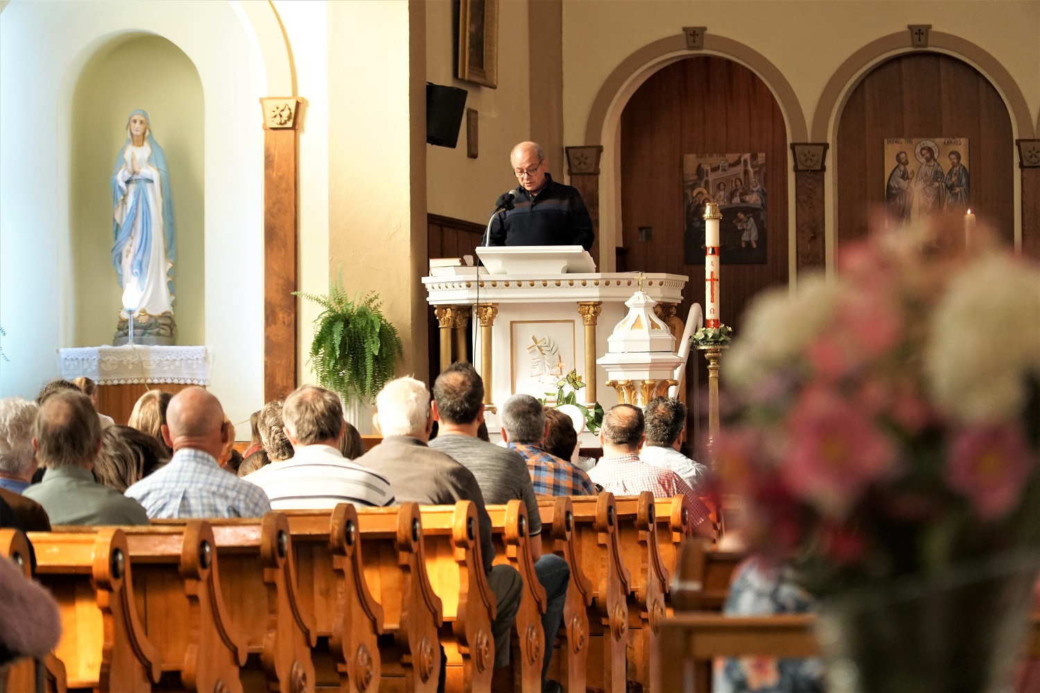 Lancement du projet pastoral par le porte-parole du groupe porteur, M. Alain LIndsay, le 22 septembre 2019 à l'église Sainte-Catherine.
